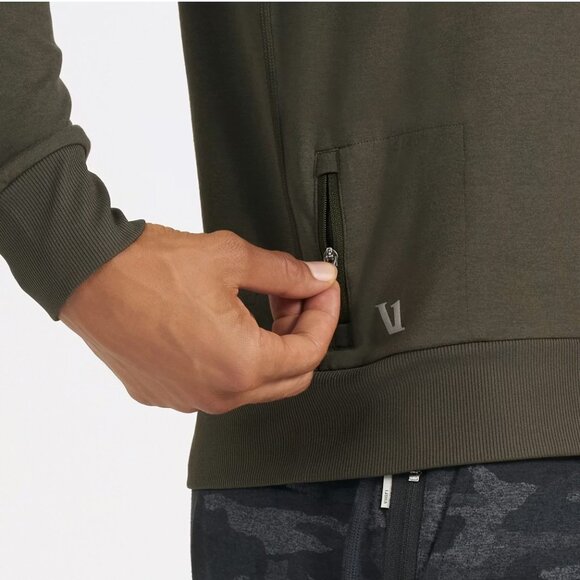 Vuori Men's XL Ponto Performance Crew Top Oregano Heather Dark Olive Green $110 - Picture 3 of 16